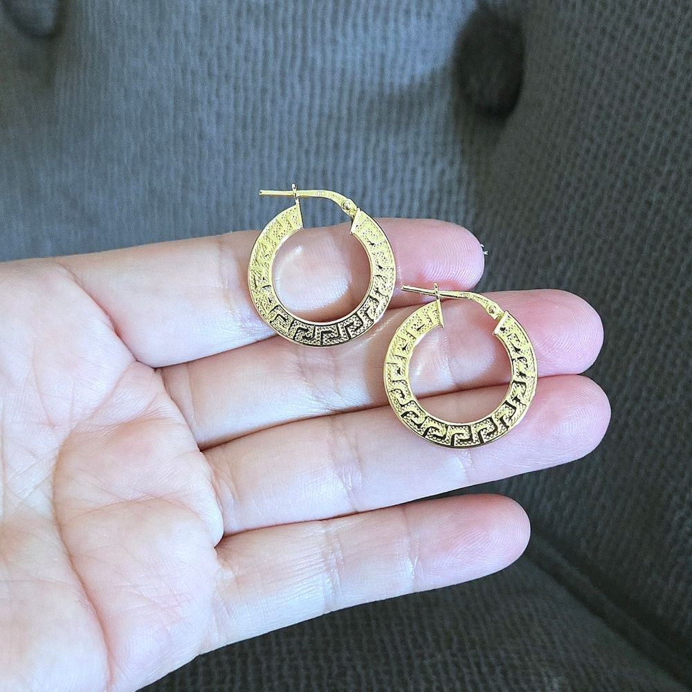 Mia Fiore Gold💛 Greek🇬🇷 Key🔑 Hoop Earrings - Picture 12 of 16
